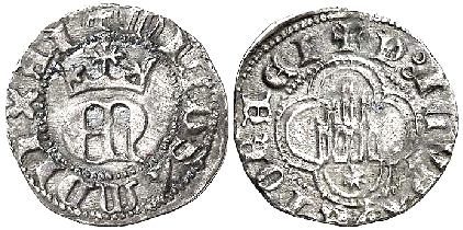 Tipo 23. Medio de Real de Plata con &ldquo;EN&rdquo; coronadas.