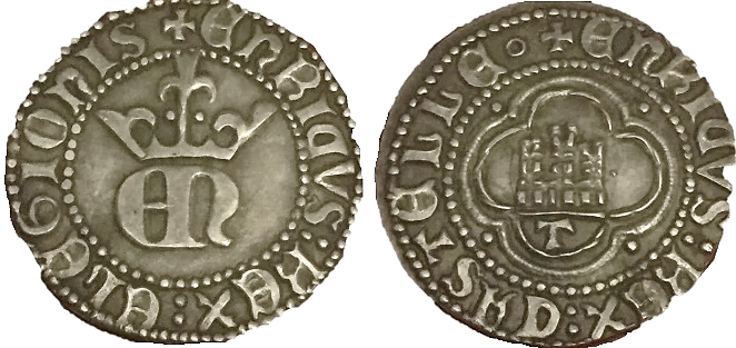 Tipo 23. Medio de Real de Plata con &ldquo;EN&rdquo; coronadas.