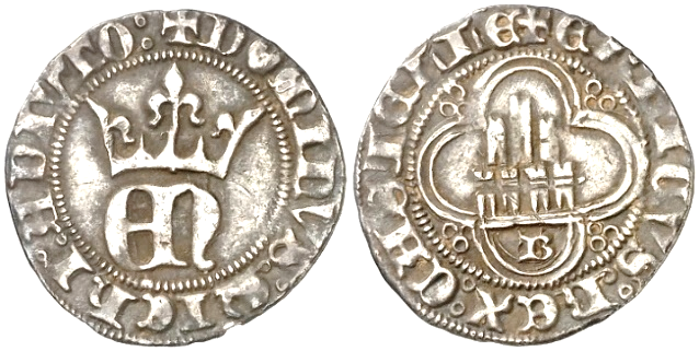 Tipo 23. Medio de Real de Plata con &ldquo;EN&rdquo; coronadas.