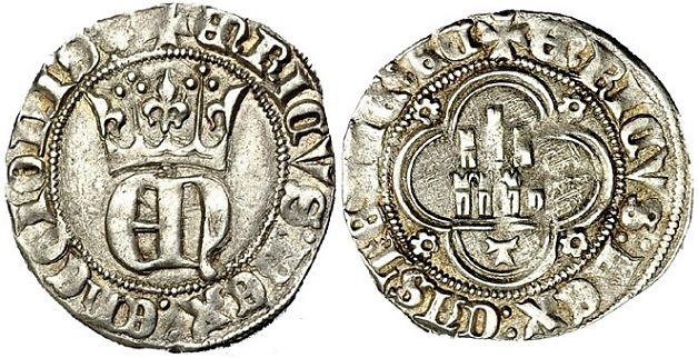 Tipo 23. Medio de Real de Plata con &ldquo;EN&rdquo; coronadas.