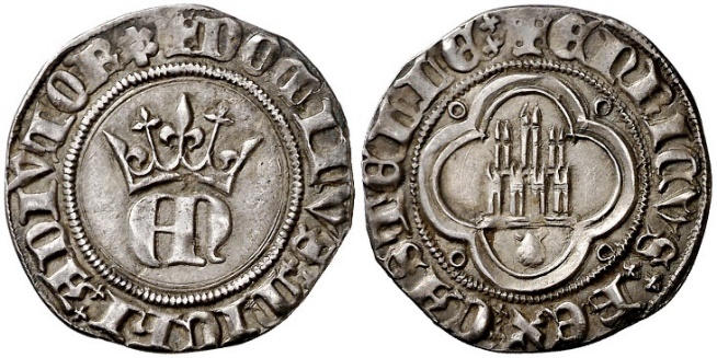 Tipo 23. Medio de Real de Plata con &ldquo;EN&rdquo; coronadas.