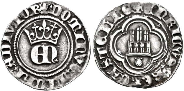 Tipo 23. Medio de Real de Plata con &ldquo;EN&rdquo; coronadas.