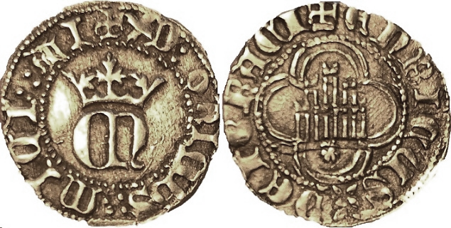 Tipo 23. Medio de Real de Plata con &ldquo;EN&rdquo; coronadas.