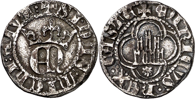 Tipo 23. Medio de Real de Plata con &ldquo;EN&rdquo; coronadas.