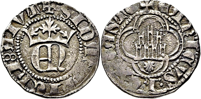 Tipo 23. Medio de Real de Plata con &ldquo;EN&rdquo; coronadas.