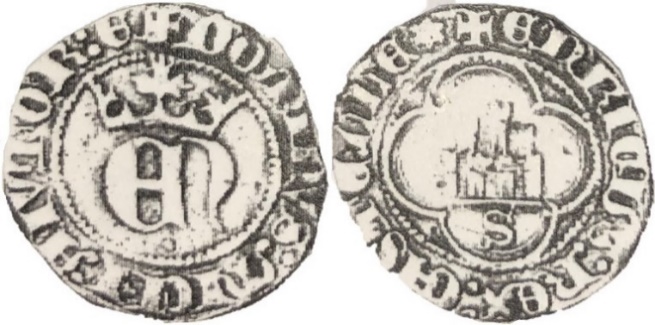 Tipo 23. Medio de Real de Plata con &ldquo;EN&rdquo; coronadas.