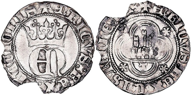 Tipo 23. Medio de Real de Plata con &ldquo;EN&rdquo; coronadas.
