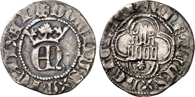 Tipo 23. Medio de Real de Plata con &ldquo;EN&rdquo; coronadas.