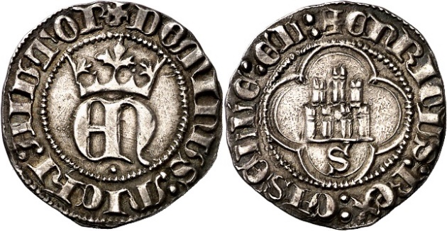 Tipo 23. Medio de Real de Plata con &ldquo;EN&rdquo; coronadas.
