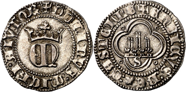 Tipo 23. Medio de Real de Plata con &ldquo;EN&rdquo; coronadas.