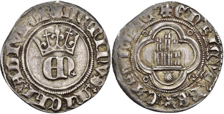 Tipo 23. Medio de Real de Plata con &ldquo;EN&rdquo; coronadas.