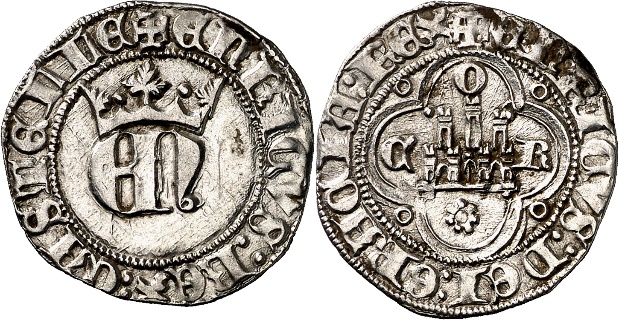 Tipo 23. Medio de Real de Plata con &ldquo;EN&rdquo; coronadas.