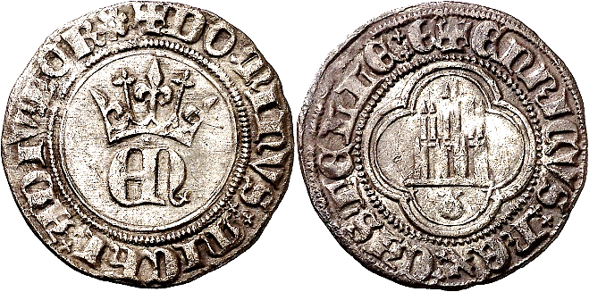 Tipo 23. Medio de Real de Plata con &ldquo;EN&rdquo; coronadas.