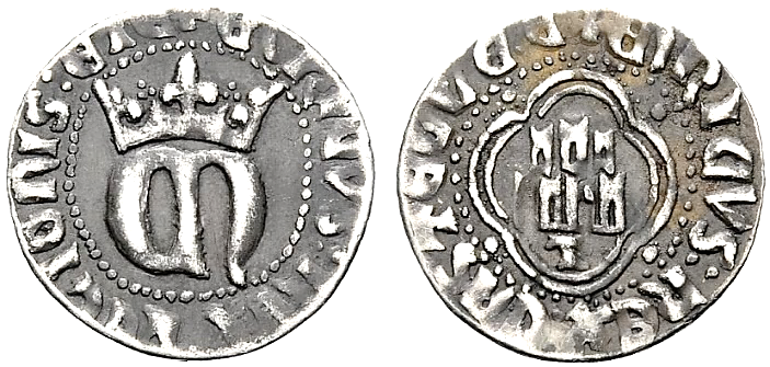 Tipo 23. Medio de Real de Plata con &ldquo;EN&rdquo; coronadas.