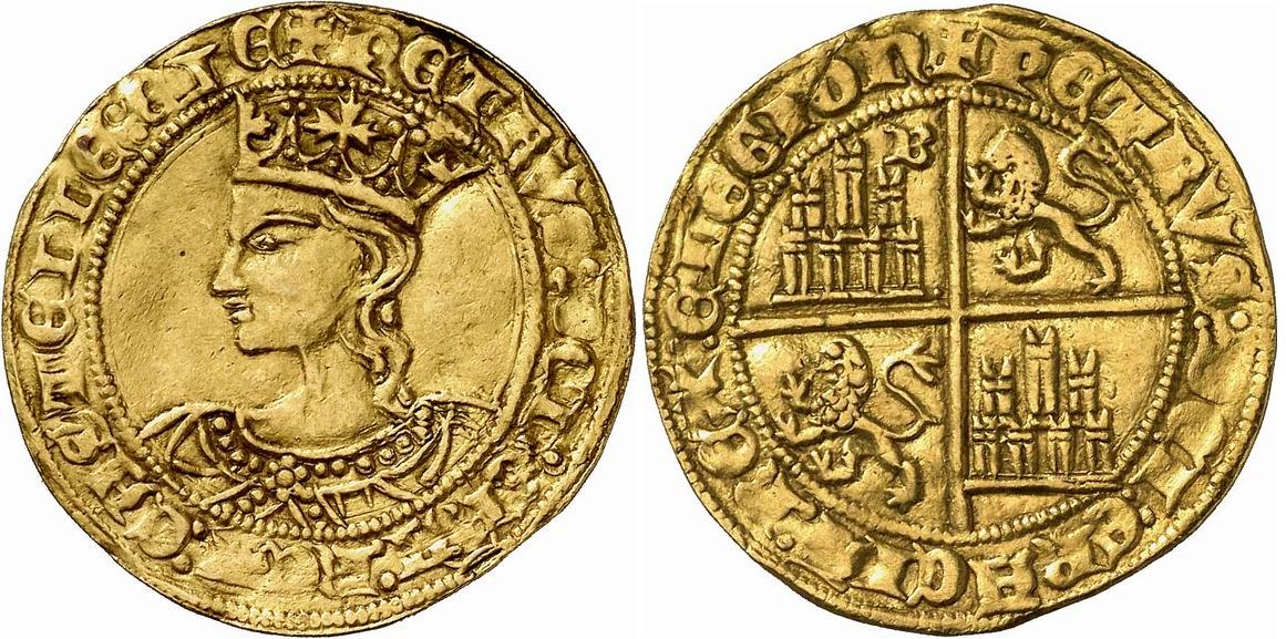 Tipo 10. Dobla de oro con el busto del Rey Pedro I de a 35 maravedís
